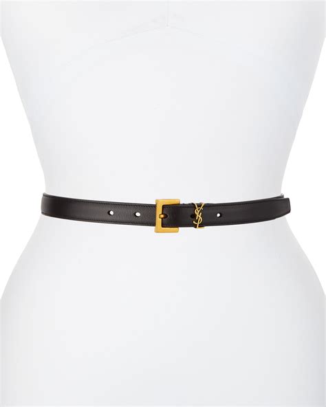 womens saint laurent gold ysl monogram leather belt|saint laurent belts.